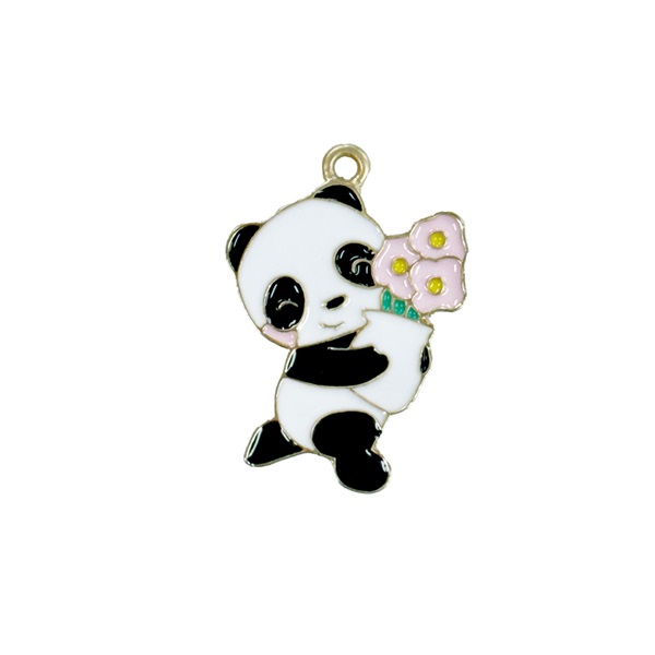 選べるチャーム付き　おめかしパンダ缶【プラントベース】(お花パンダ)