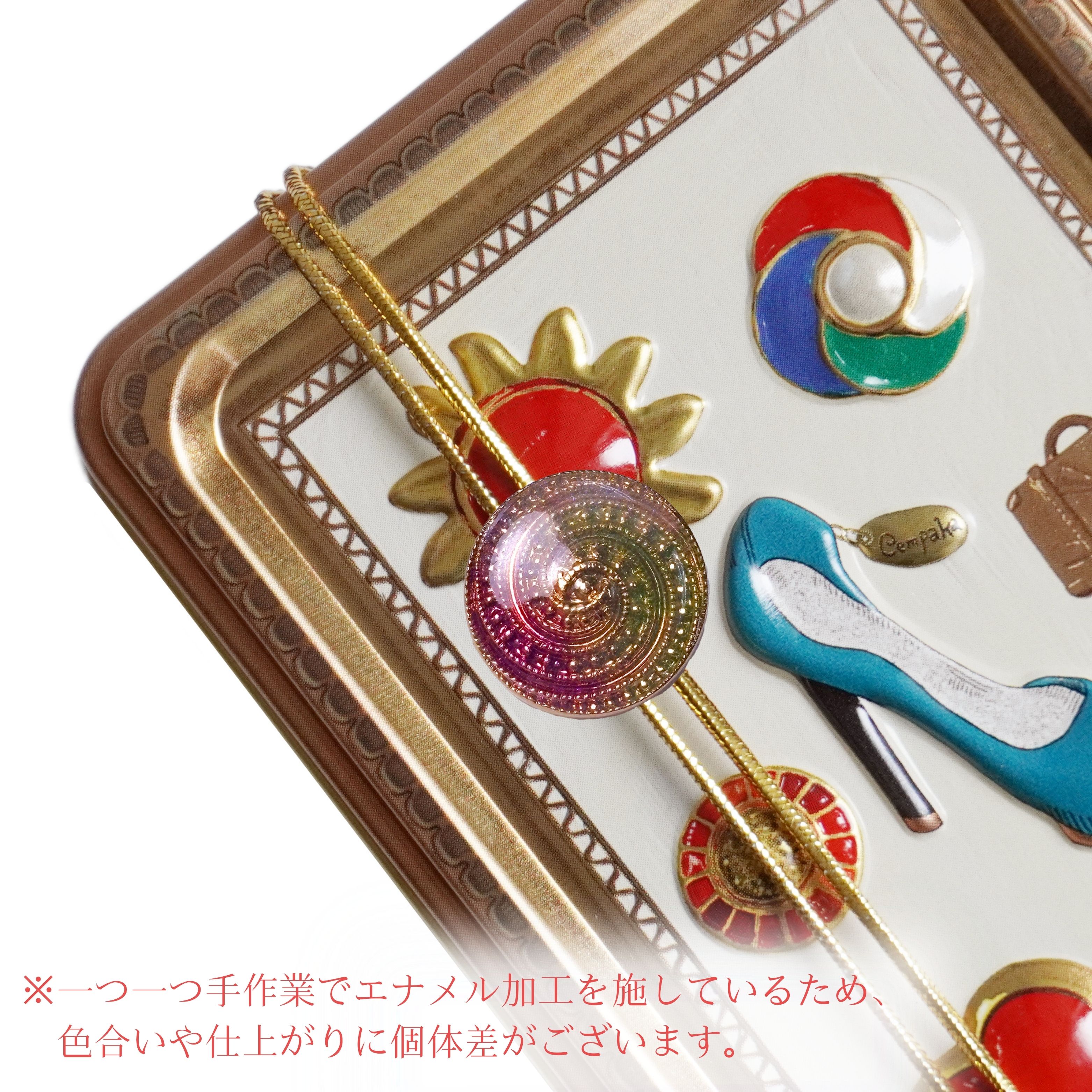  [クール便配送]   選べるボタン付きミニジュエルボタン缶(シェル風ボタン（ピンク＆グリーン）)